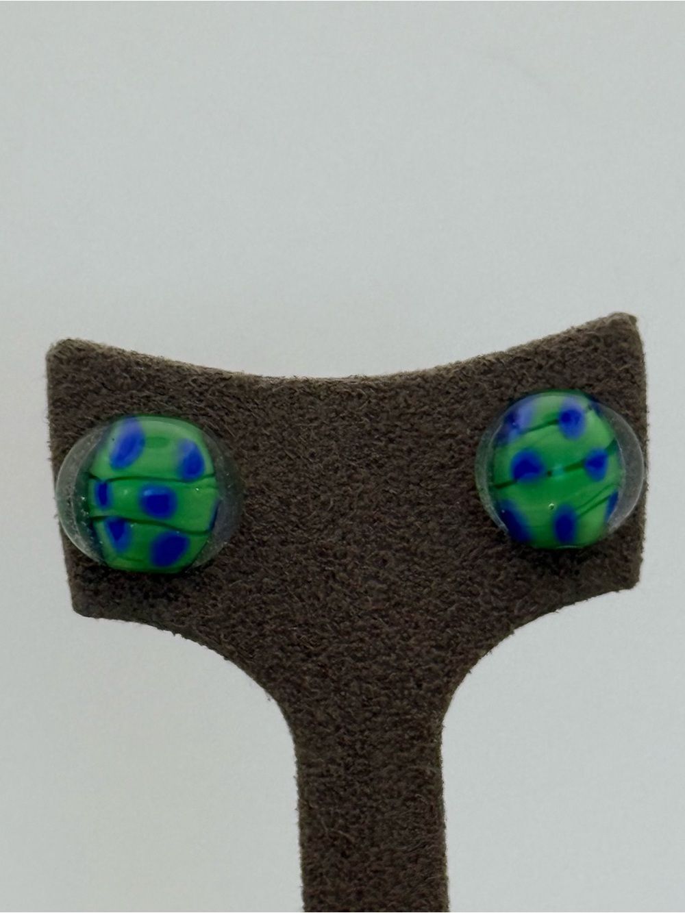 Green and Blue Glass Stud Earrings